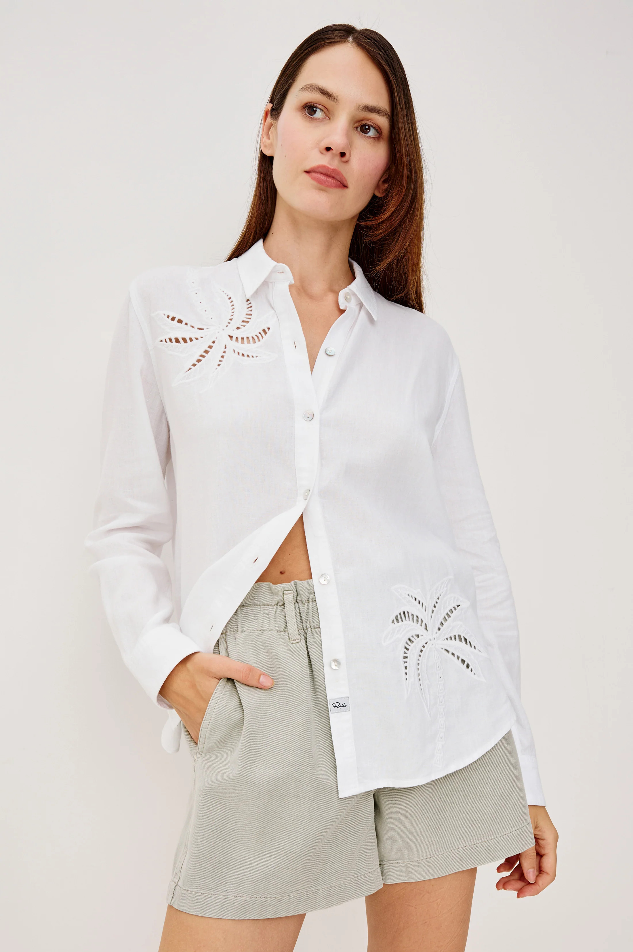 SAMAR SHIRT - WHITE PALM EMBROIDERY | Rails