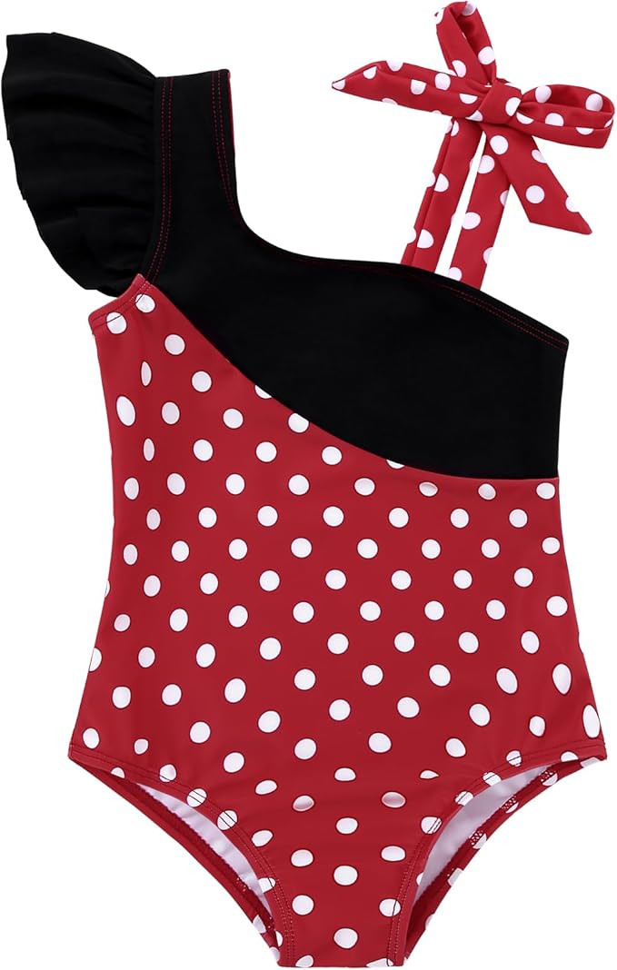 Redair Toddler Girl One Piece Swimsuit Color Block with Ruffled Sleeve Straps Swimwear Bathing Su... | Amazon (US)