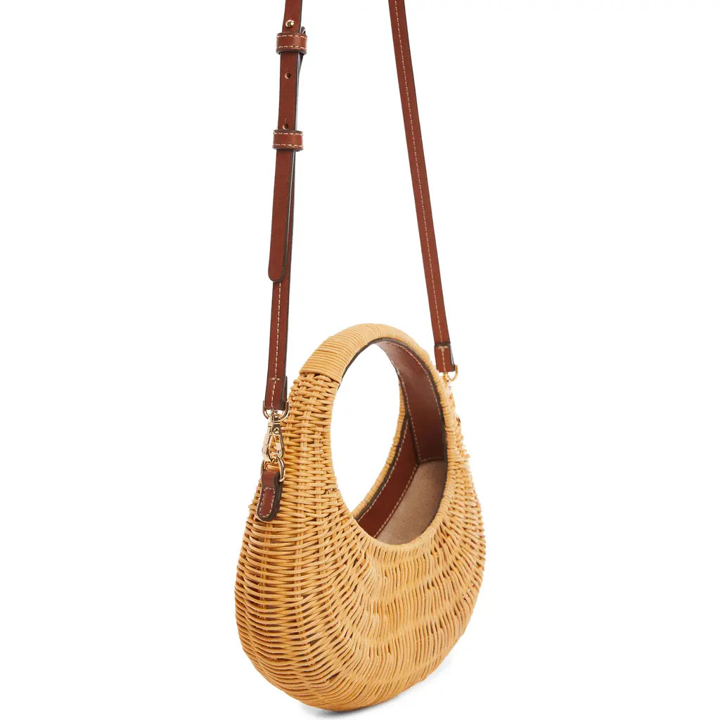 MANGO Rattan Top Handle Bag in Light Beige at Nordstrom | Nordstrom