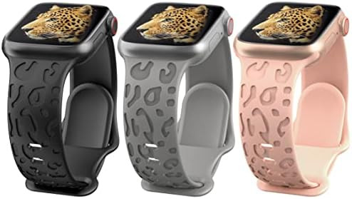 3 Pack Leopard Engraved Band, Compatible with Apple Watch Band 41mm 40mm 38mm, Fancy Leopard Lase... | Amazon (US)