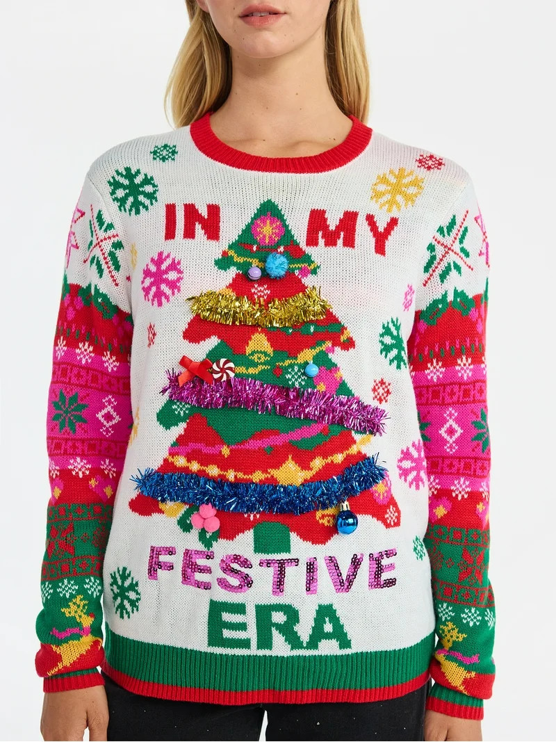 No Boundaries Christmas Sweater, Lightweight, Women's | Walmart (US)