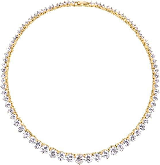 Lavencious Tennis AAA CZ Necklace Bridal Evening Party Bling Gold Plated Statement Jewelry 16” ... | Amazon (US)