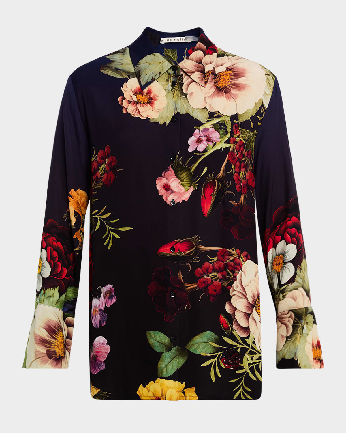 Magic Garden Gradient Finely Oversized Long-Sleeve Shirt | Neiman Marcus