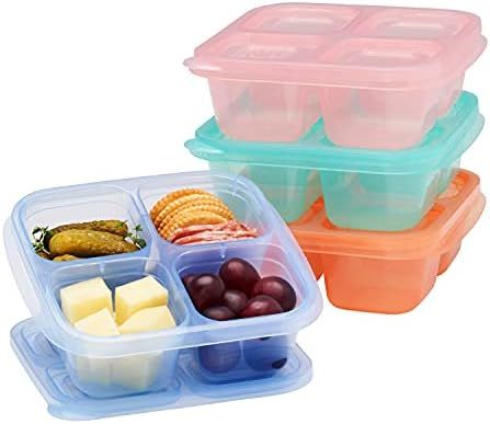 EasyLunchboxes - Bento Snack Boxes - Reusable 4-Compartment Food Containers for School, Work and ... | Amazon (US)