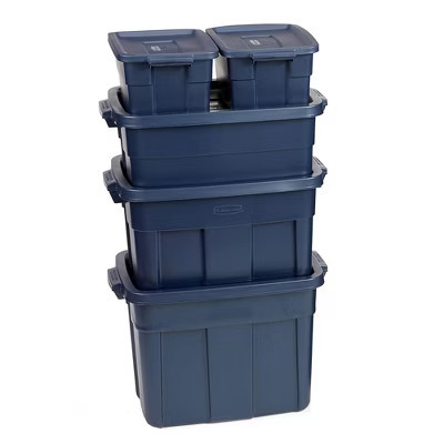 Rubbermaid 10 Pack Stackable Plastic Storage Containers with Lids, Dark Indigo | Target