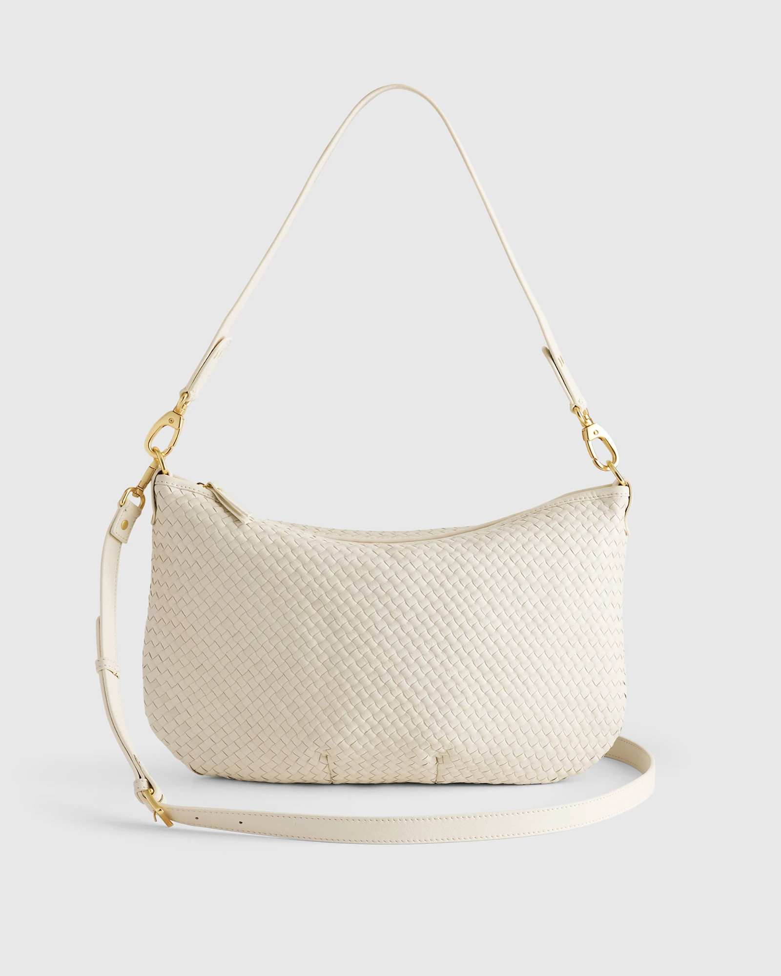 Italian Leather Convertible Crescent Handwoven Shoulder Bag | Quince