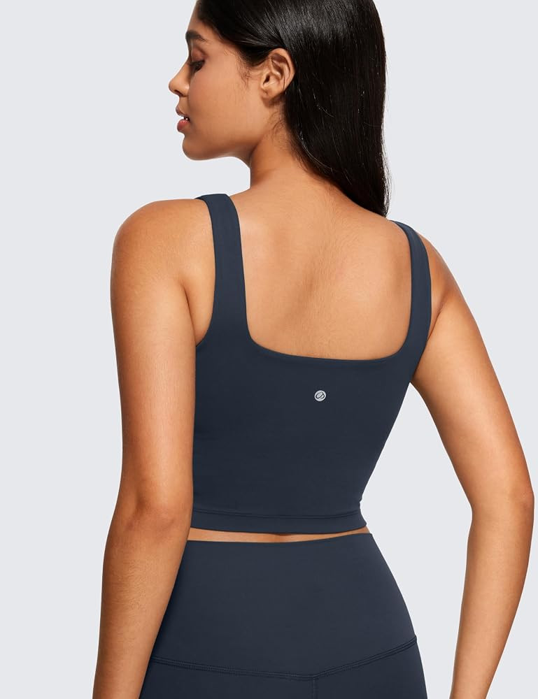 CRZ YOGA Women's Butterluxe Square Neck Sports Bra Padded Wireless Crop Top Gym Workout Tank Tops... | Amazon (UK)