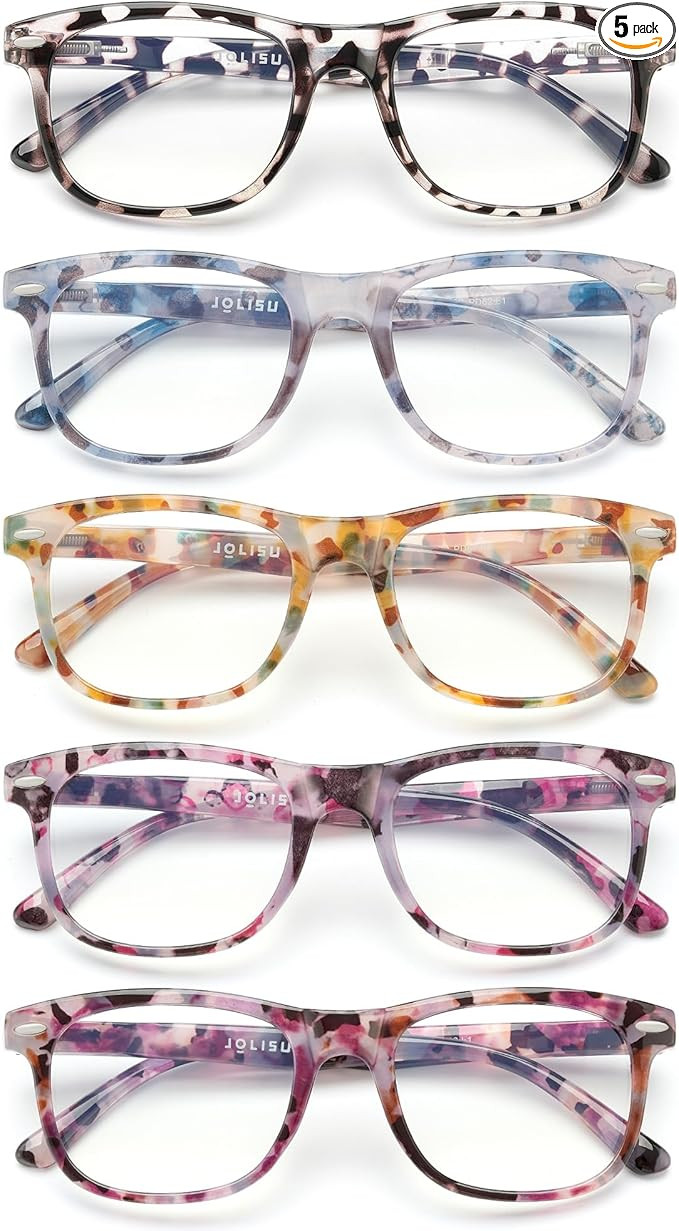 Amazon.com: JOLISU 5 Pack Reading Glasses For Women - Stylish Blue Light Blocking Readers -Womens... | Amazon (US)