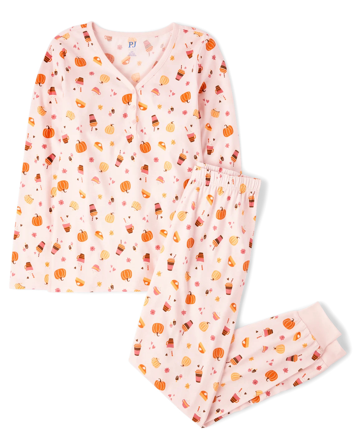 Womens Mommy And Me Pumpkin Spice Cotton Henley Pajamas - pink | The Children's Place