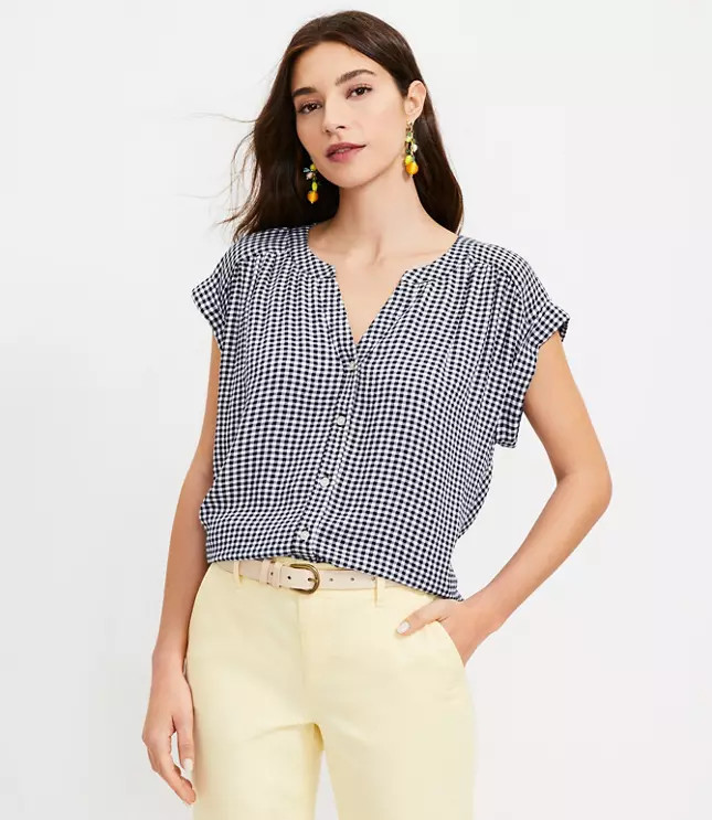 Gingham Dolman Shirt | LOFT