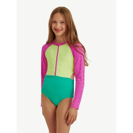 Justice Girls Long Sleeve Surf Swimsuit 1-Piece Sizes XS-XL | Walmart (US)