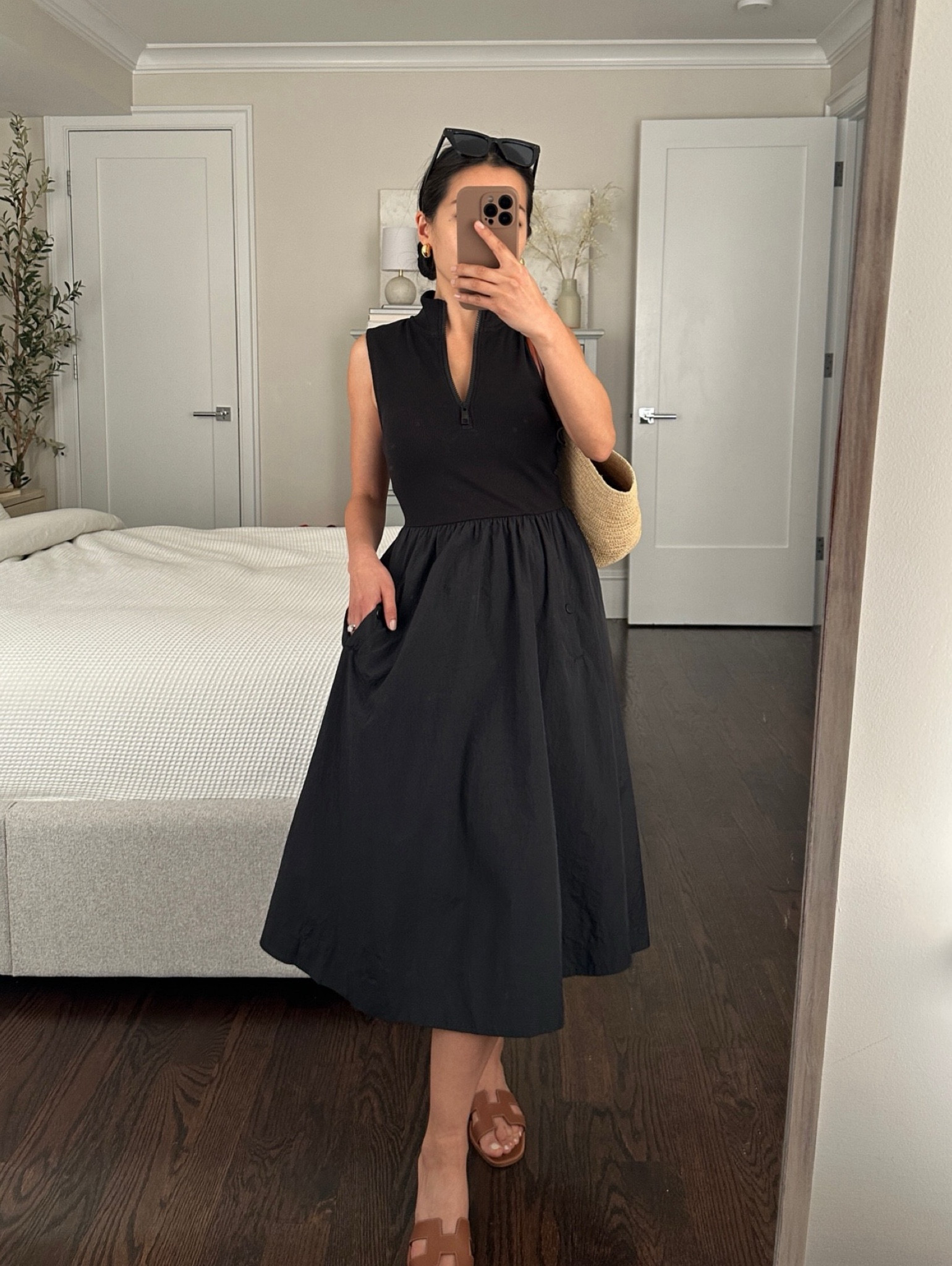 Restocked & on sale! Also in white 

• I’m in size xs - Petite friendly fit, midi length, pockets. Stretch knit top with a lightweight , airy fabric skirt. I’m wearing here with Hermes sandals but would be so cute with a chunky sandal or Mary Jane flat like the ones linked. 

•Sezane bag 

#petite summer outfit

#LTKSeasonal #LTKfindsunder100 #LTKparties