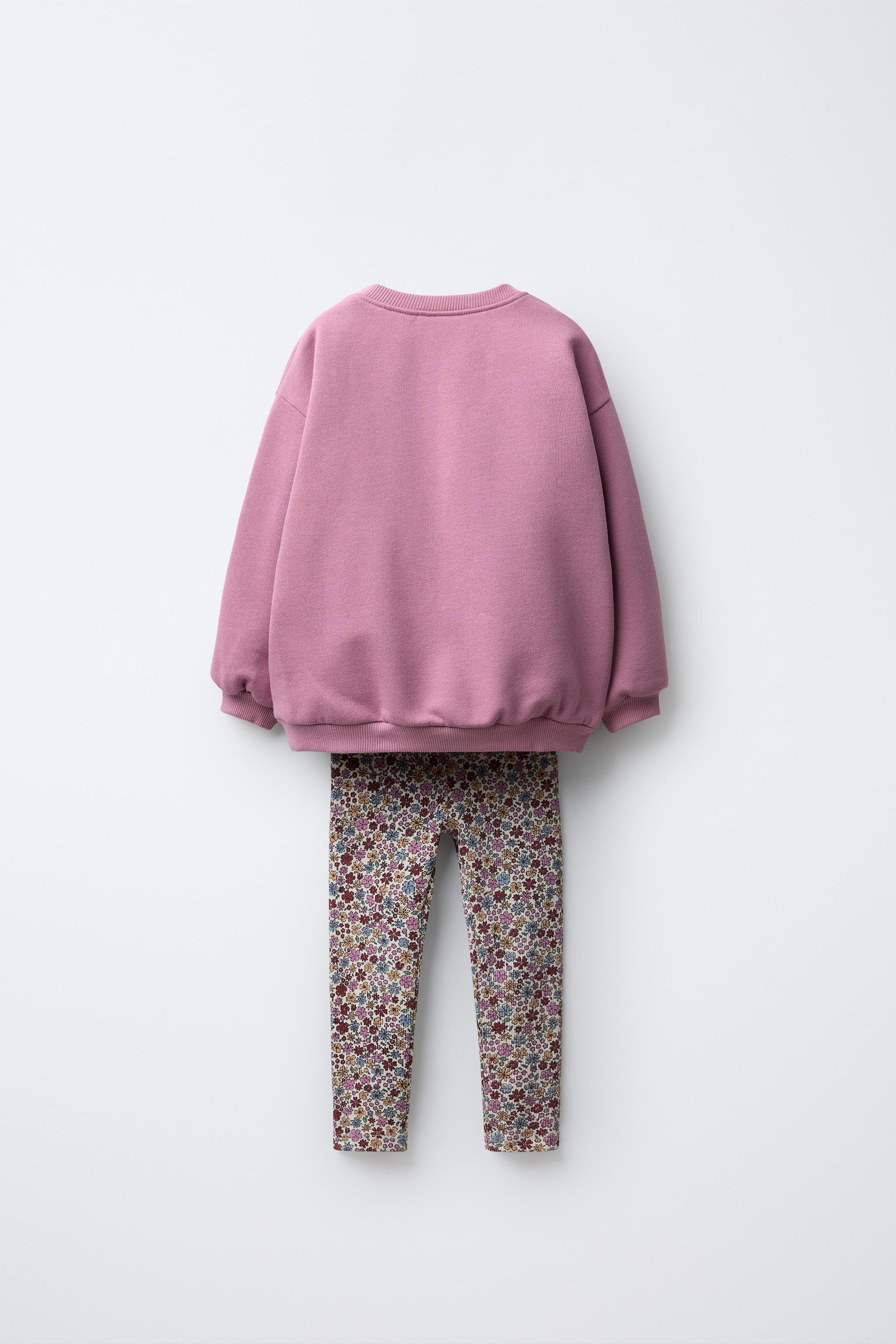 FLORAL RIBBED SWEATSHIRT AND LEGGINGS SET | Zara US