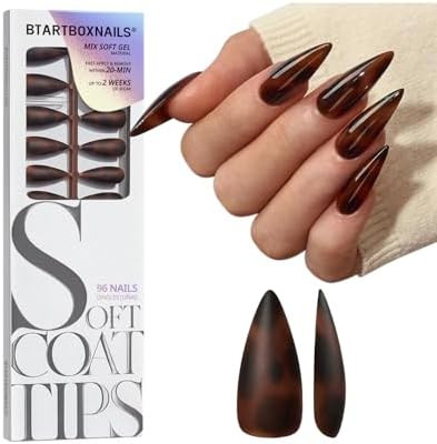 BTArtboxnails SOFTCOATTIPS Press On Nails - Tortoiseshell Long Stiletto Press On Nails, 96Pcs Sal... | Amazon (US)