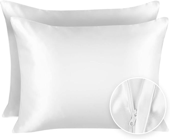 Amazon.com: ShopBedding Luxury Satin Pillowcase for Hair – Standard Satin Pillowcase with Zippe... | Amazon (US)