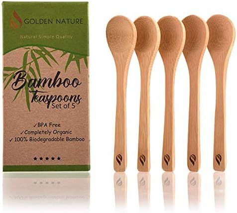 Bamboo Spoons Set of 5 – Wooden Tea Spoons Perfect for Coffee, Sugar, Spices, Seasoning, Herbs ... | Amazon (US)