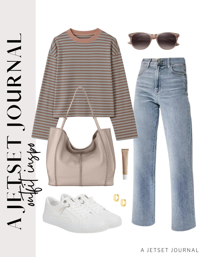 We love this pink striped tee from KOSUSANILL, which you can pair with KDF straight-leg jeans. It goes well with Blowfish Malibu canvas sneakers. The Sak Los Feliz Large Tote Bag complements this look, too! Add these SOJOS classic sunnies, and you’re done. 

 #LTKSeasonal #LTKSaleAlert #LTKTravel