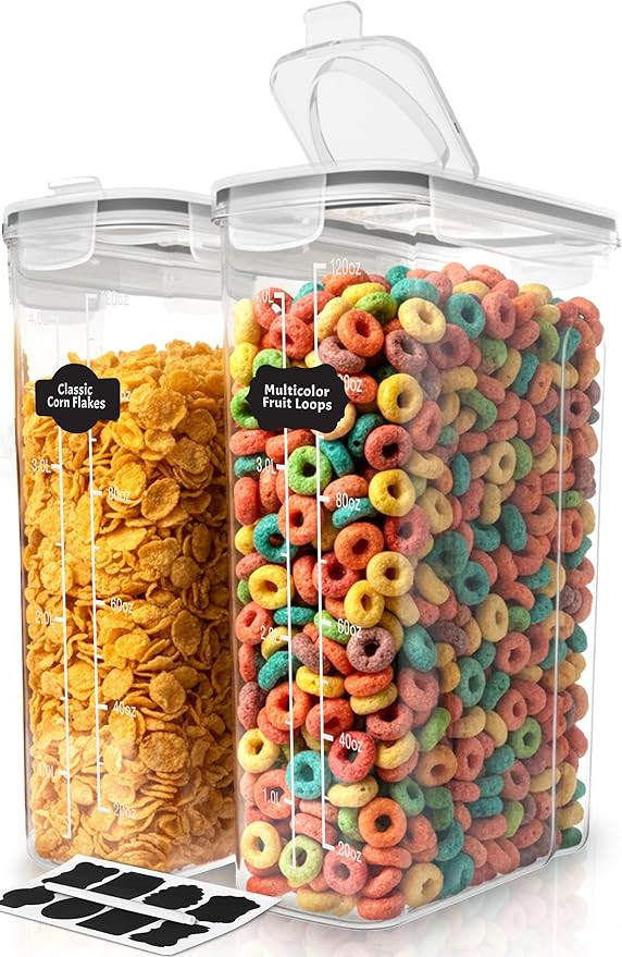 Utopia Kitchen Cereal Containers Storage Set – 2 Pack 4L(135.2 oz) Airtight Food Storage Contai... | Amazon (US)