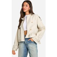 Womens Short Trench Coat - Beige - 10 | boohoo (US & Canada)