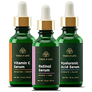 Tree of Life Vitamin C Serum, Retinol Serum and Hyaluronic Acid Serum for Brightening, Firming, a... | Amazon (US)