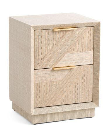 Woven Grasscloth 2 Drawer Side Table | TJ Maxx