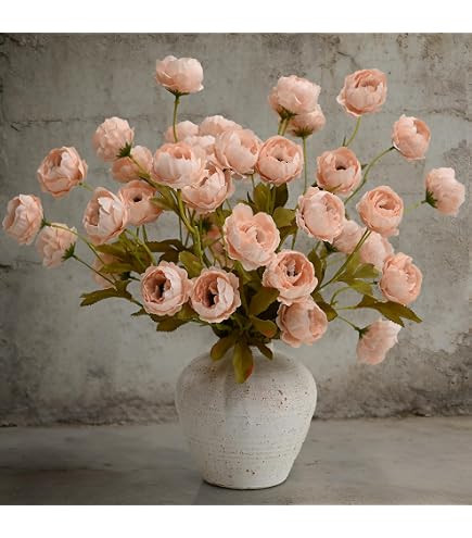 Waipfaru 6 Pcs Faux Peonies Artificial Flowers for Vase, 27" Fake Silk Peonies Flowers for Weddin... | Amazon (US)