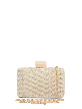 NY & Co Women's Textured Straw Clutch - Shiraleah Ivory | New York & Company