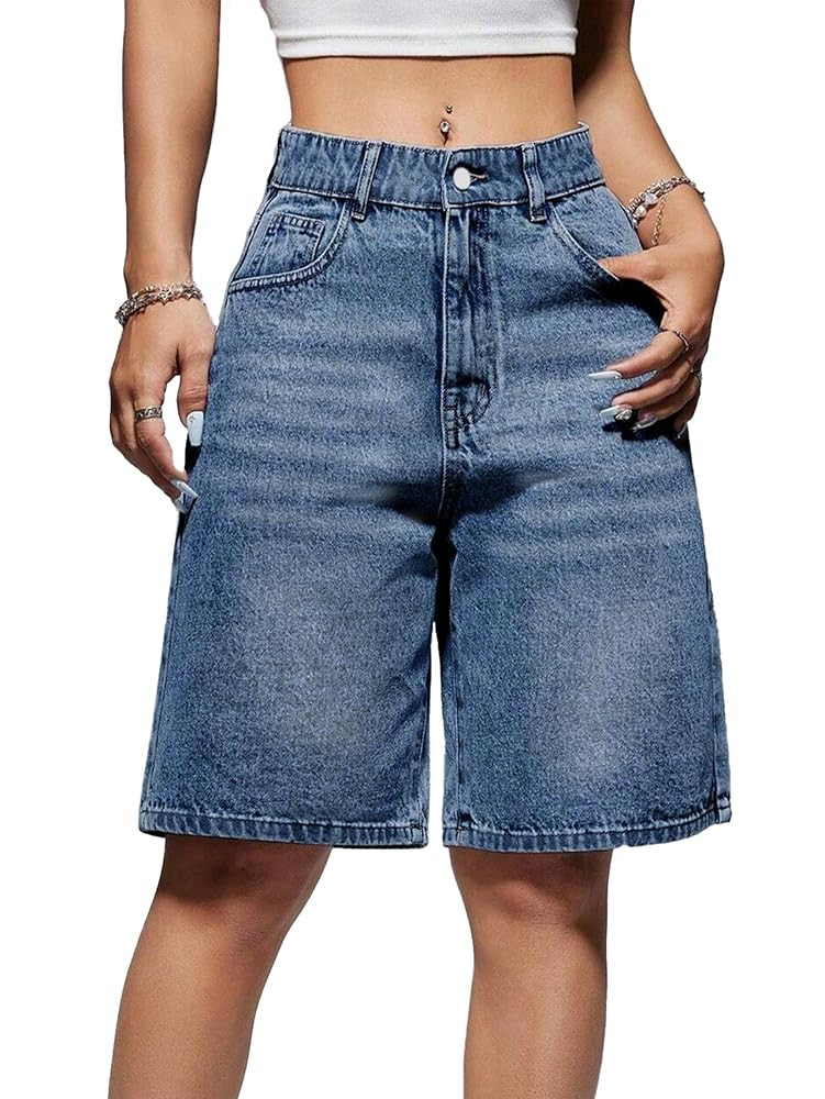 EMMIOL Women Jorts Baggy Jeans Jorts Outfits Mid-Low Waisted Denim Y2K Shorts Summer Hot Short Pa... | Amazon (US)