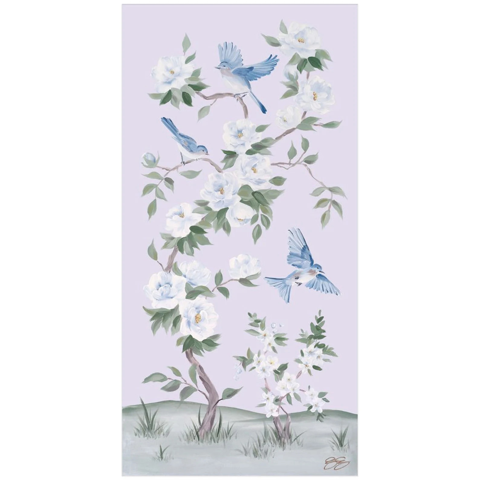 Bluebirds and Peonies A Lavender Chinoiserie Fine Art Print - Etsy | Etsy (US)