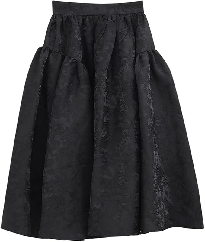 Women's Runway Spring Summer Designer Black A-Line Black Skirt Female Autumn Winter High Waist Sk... | Amazon (US)