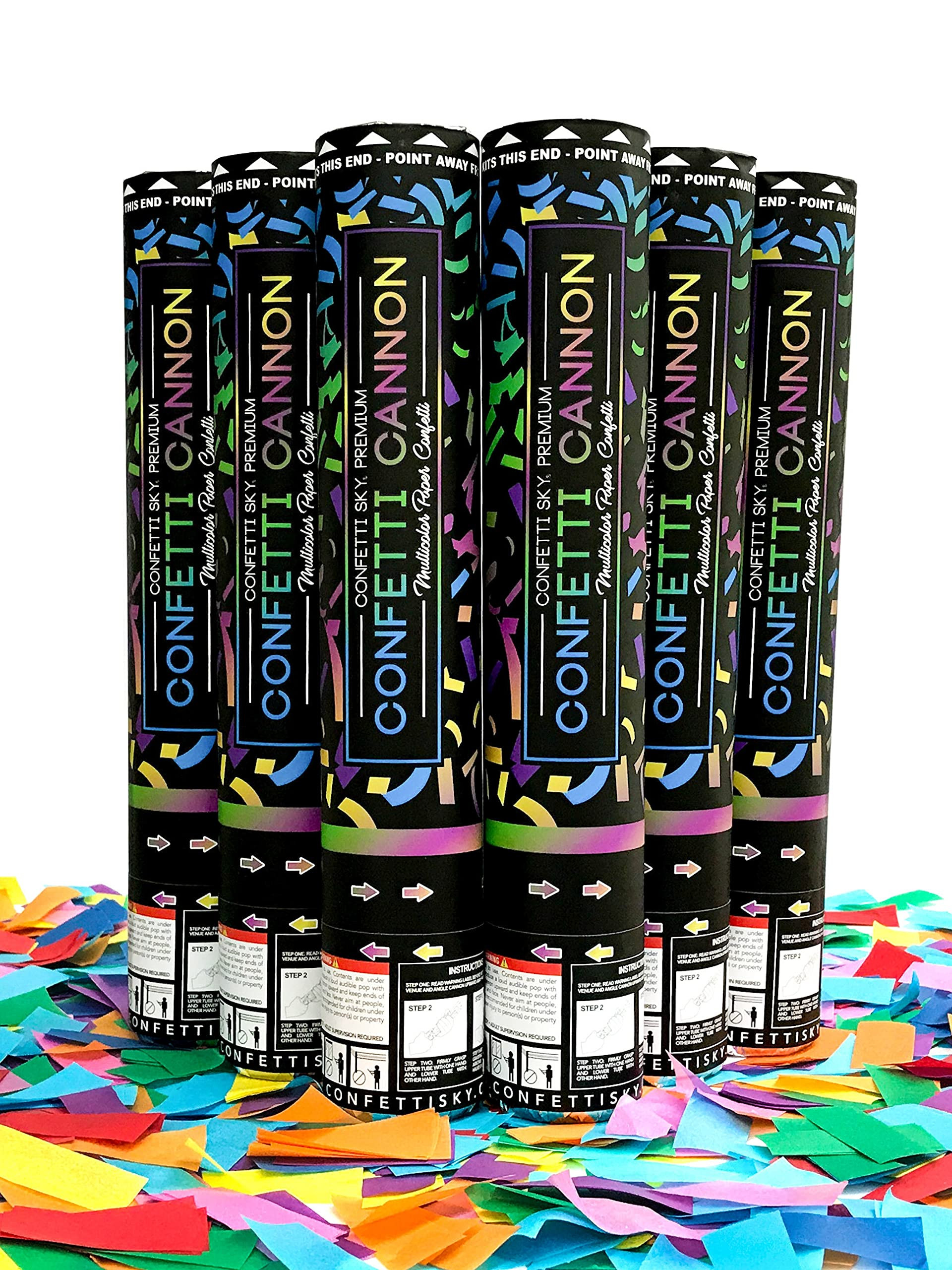 Confetti Sky [6 Pack] 12 Inch Confetti Cannons | Multicolor Confetti Poppers for Wedding Celebrat... | Amazon (US)
