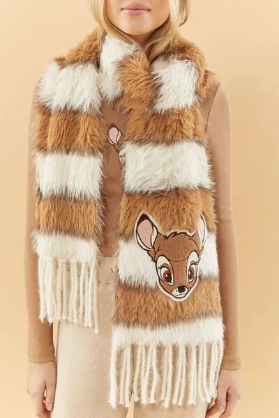 Disney Striped Faux Fur Bambi Scarf | Forever 21 (US)