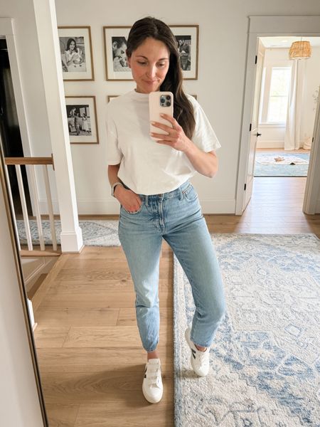 Casual work from home outfit with Madewell perfect vintage jeans and a comfy white every day tee from Abercrombie. Also new Vejas! 

#LTKxMadewell #LTKSeasonal