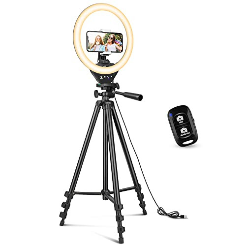 Sensyne 10'' Ring Light with 50'' Extendable Tripod Stand, LED Circle Lights with Phone Holder fo... | Amazon (US)