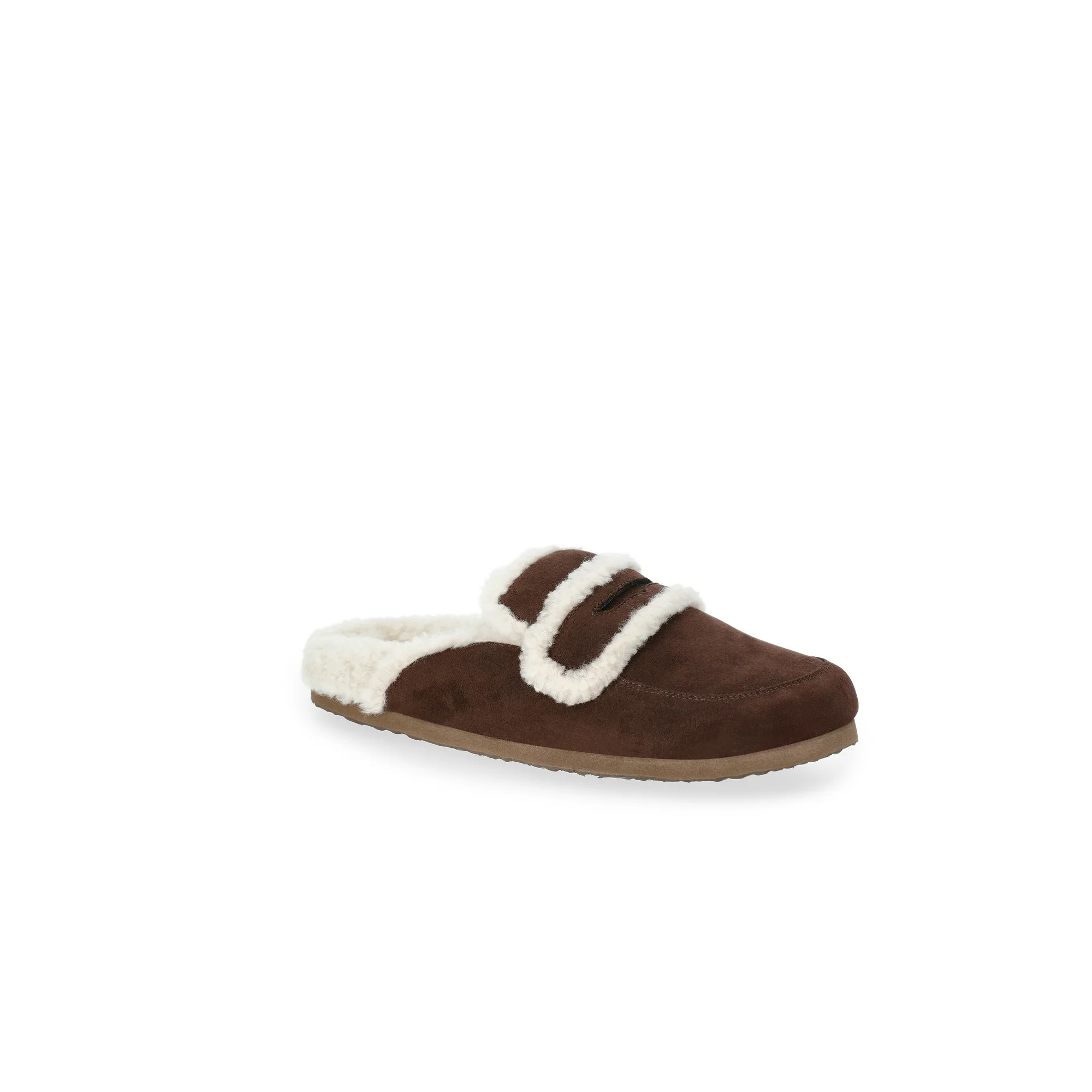 Time and Tru Women's Faux Shearling Slide On Loafers | Walmart (US)