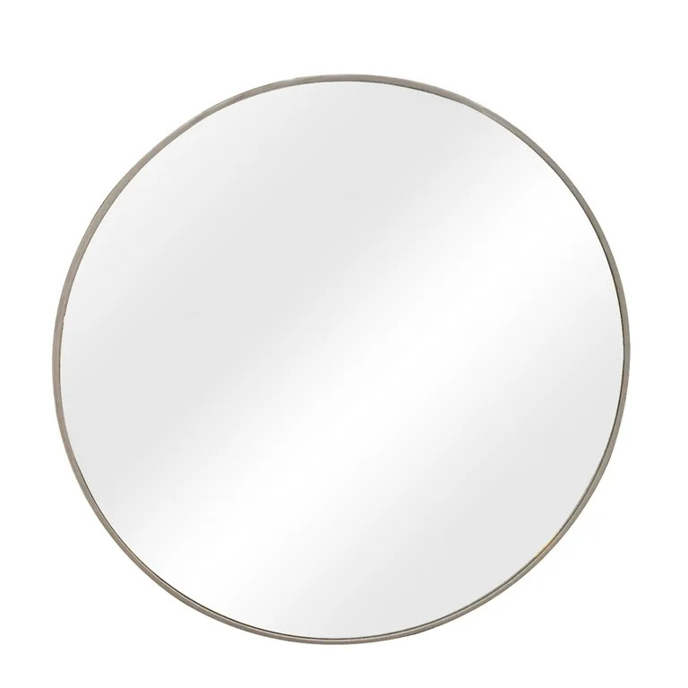 Mainstays 28" Round Aluminum Wall Mirror, Rustic Gray Wood - Walmart.com | Walmart (US)