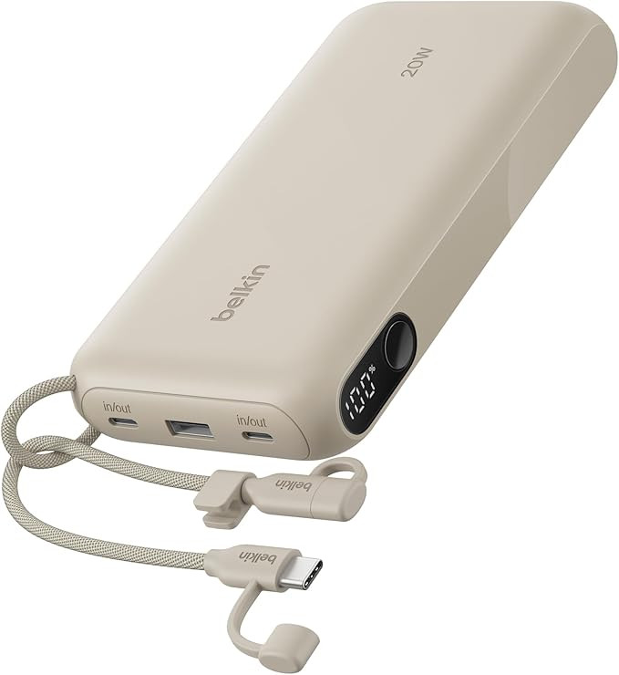 Belkin Portable Charger, USB-C Power Bank 20,000mAh w/ 2X USB-C Ports & 1x A Port, Digital Batter... | Amazon (US)