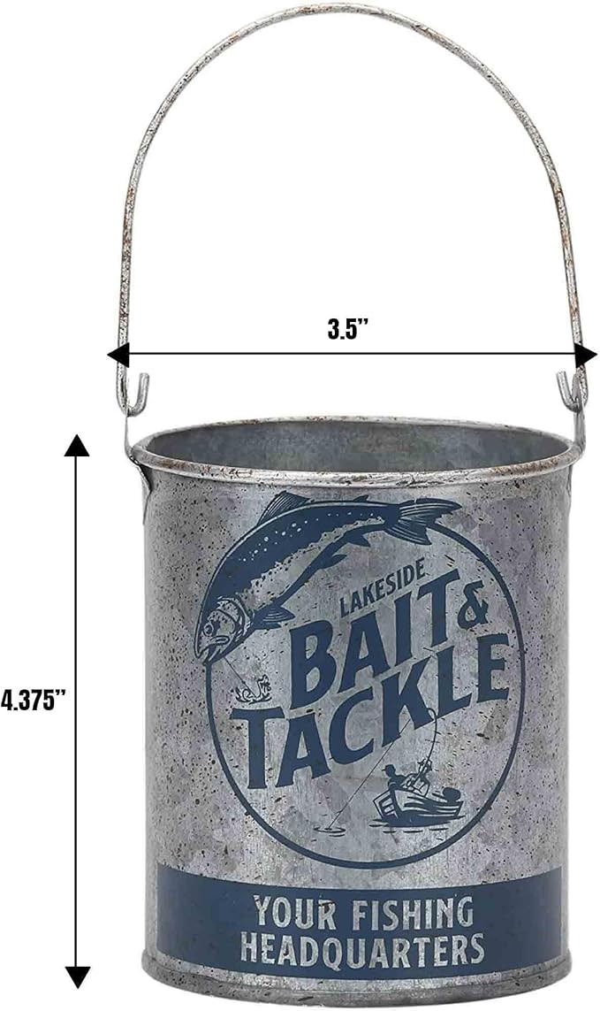 Open Road Brands Lakeside Bait and Tackle Metal Bucket - Decorative Fishing Pail for Pencils, TV ... | Amazon (US)