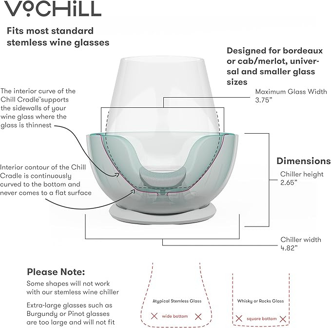 VoChill Stemless Wine Glass Chiller | Keep the Chill In Your Glass | New Wine Accessory | Separab... | Amazon (US)