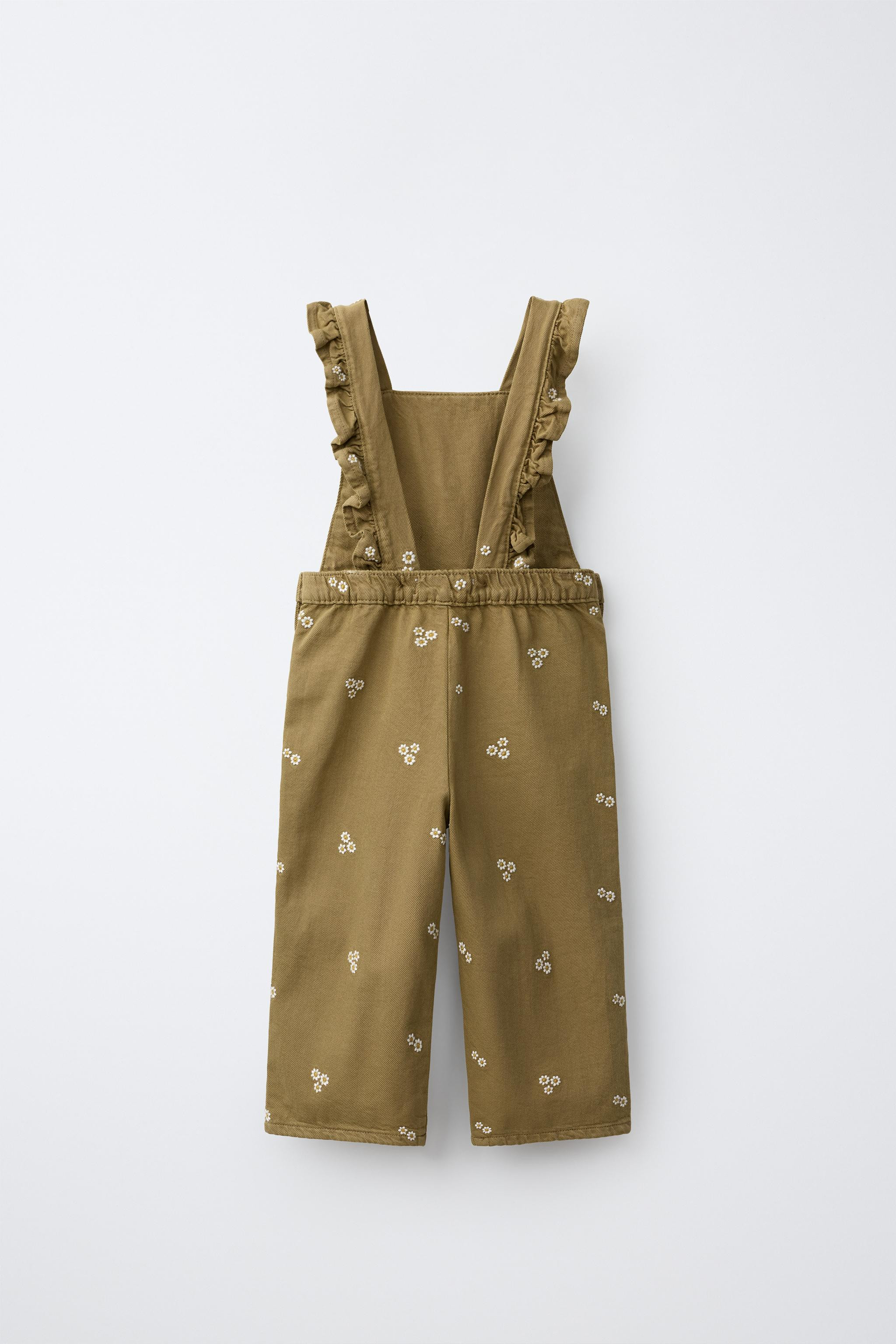 EMBROIDERED FLORAL TWILL OVERALLS | Zara US