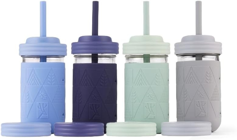 Elk and Friends Smoothie Cups For Kids & Toddler | The Original Glass Mason Jars 12 oz with Silic... | Amazon (US)