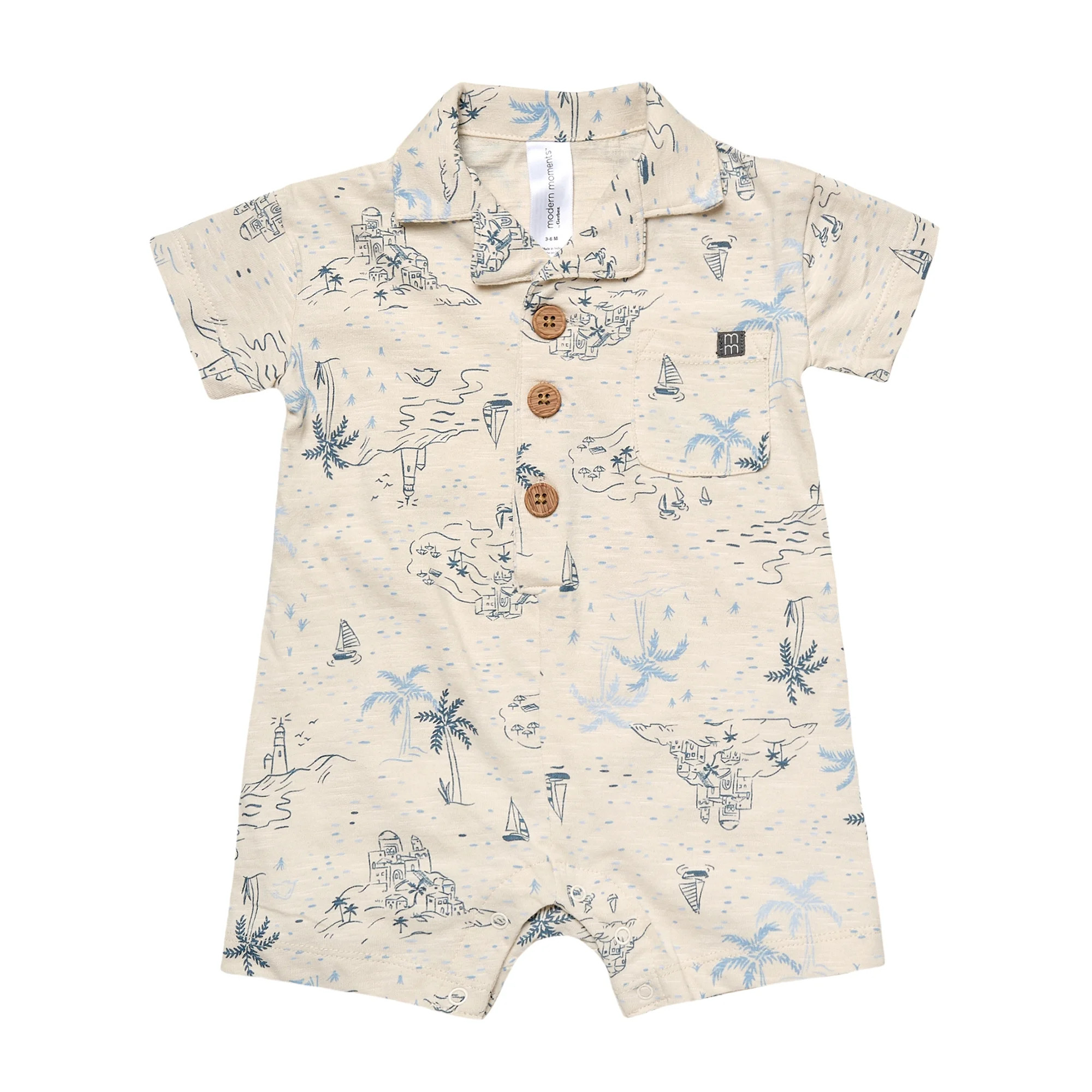 Modern Moments by Gerber Baby Boy Short Sleeve Romper, Sizes 0/3 Months - 24 Months | Walmart (US)