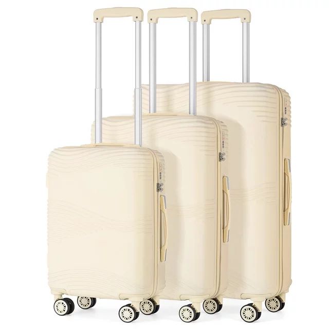 Hikolayae Aden Collection Hardside Spinner Luggage Sets in Beige, 3 Piece - TSA Lock | Walmart (US)