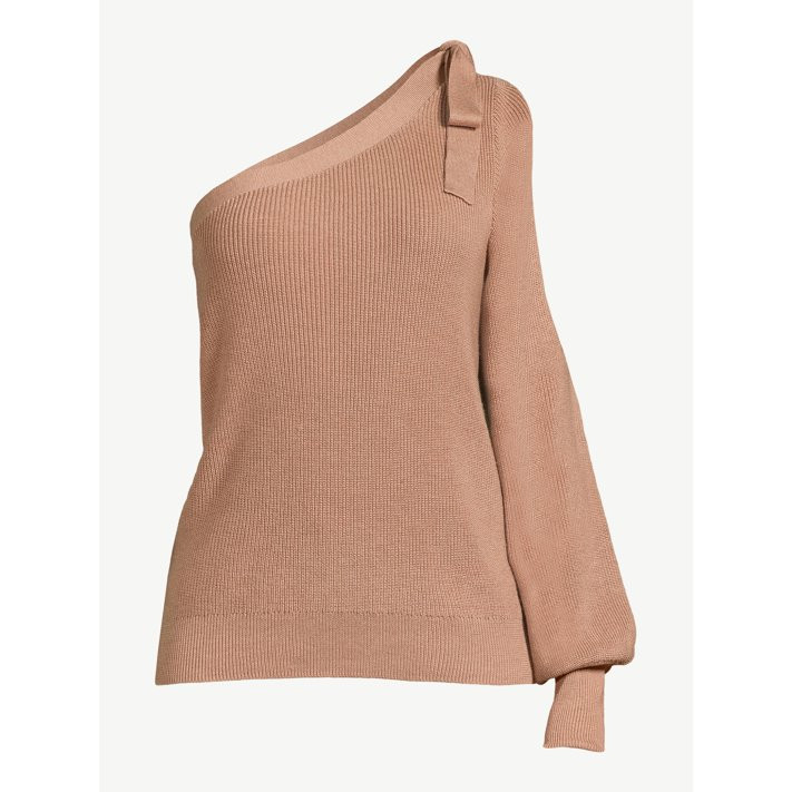 Sofia Jeans by Sofia Vergara One-Shoulder Pullover Sweater With Tie Detail - Walmart.com | Walmart (US)
