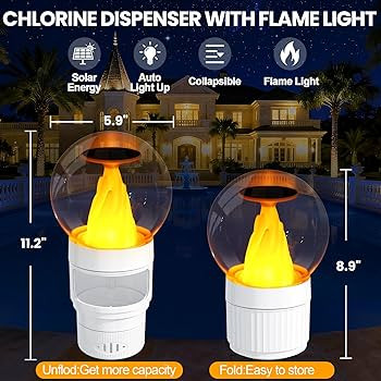ChlorBlu Solar Chlorine Floater,Chlorine Floater with Solar Flame Light,Adjustable Release Floati... | Amazon (US)