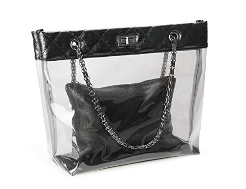 Candy Color 2 in 1 Chain Strap Clear Handbags Transparent Tote Purses for Women Large | Amazon (US)