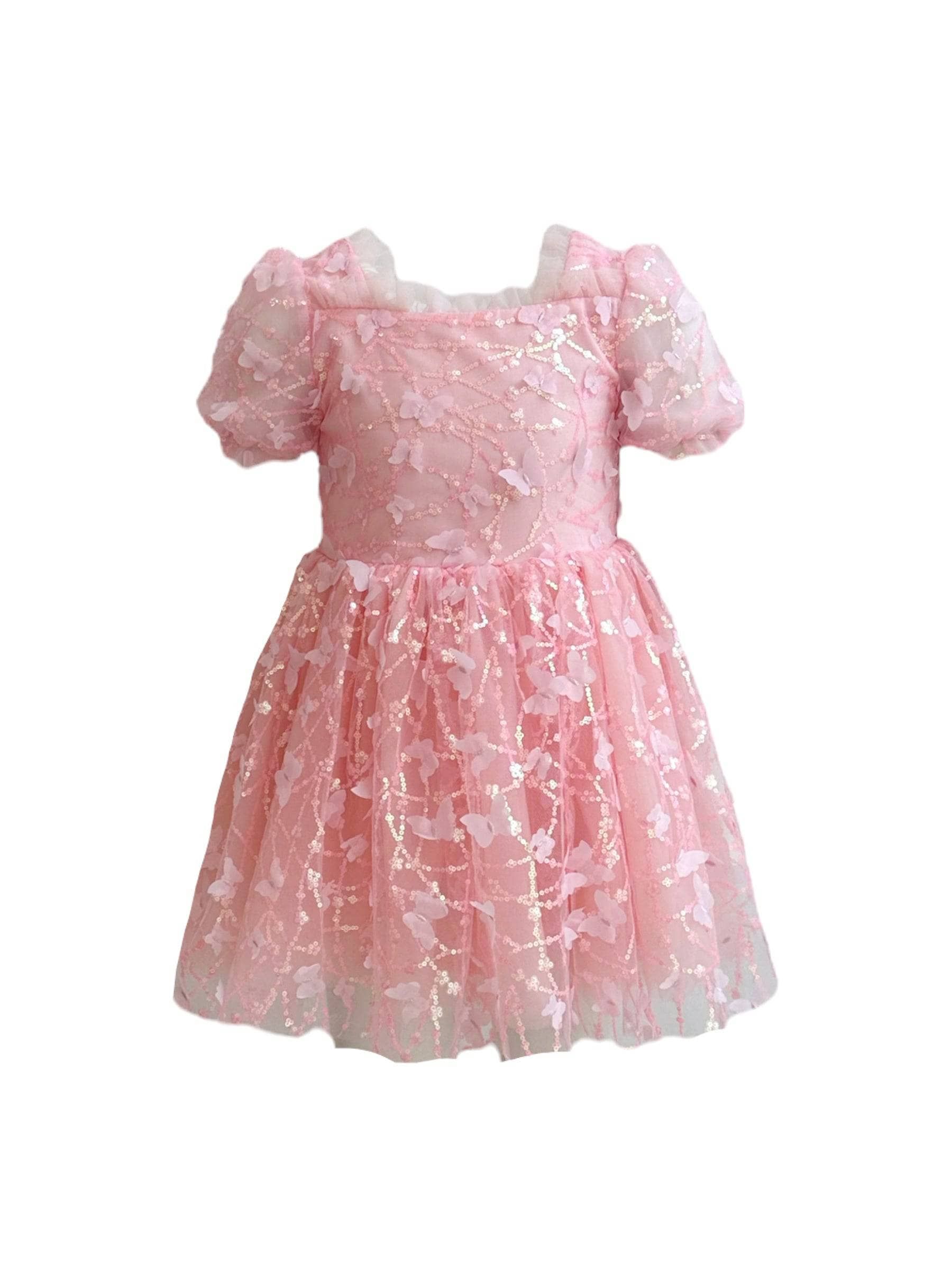 Pink Butterfly Puff Tulle Dress | Lola + The Boys