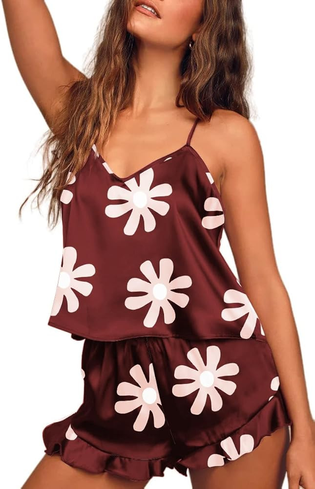 Ekouaer Silk Pajamas Set Women Satin Camisole Sleepwear Lingerie 2 Piece Pjs Cami Top and Shorts ... | Amazon (US)