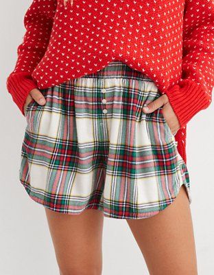 Aerie Flannel High Waisted Boyfriend Boxer | American Eagle Outfitters (US & CA)