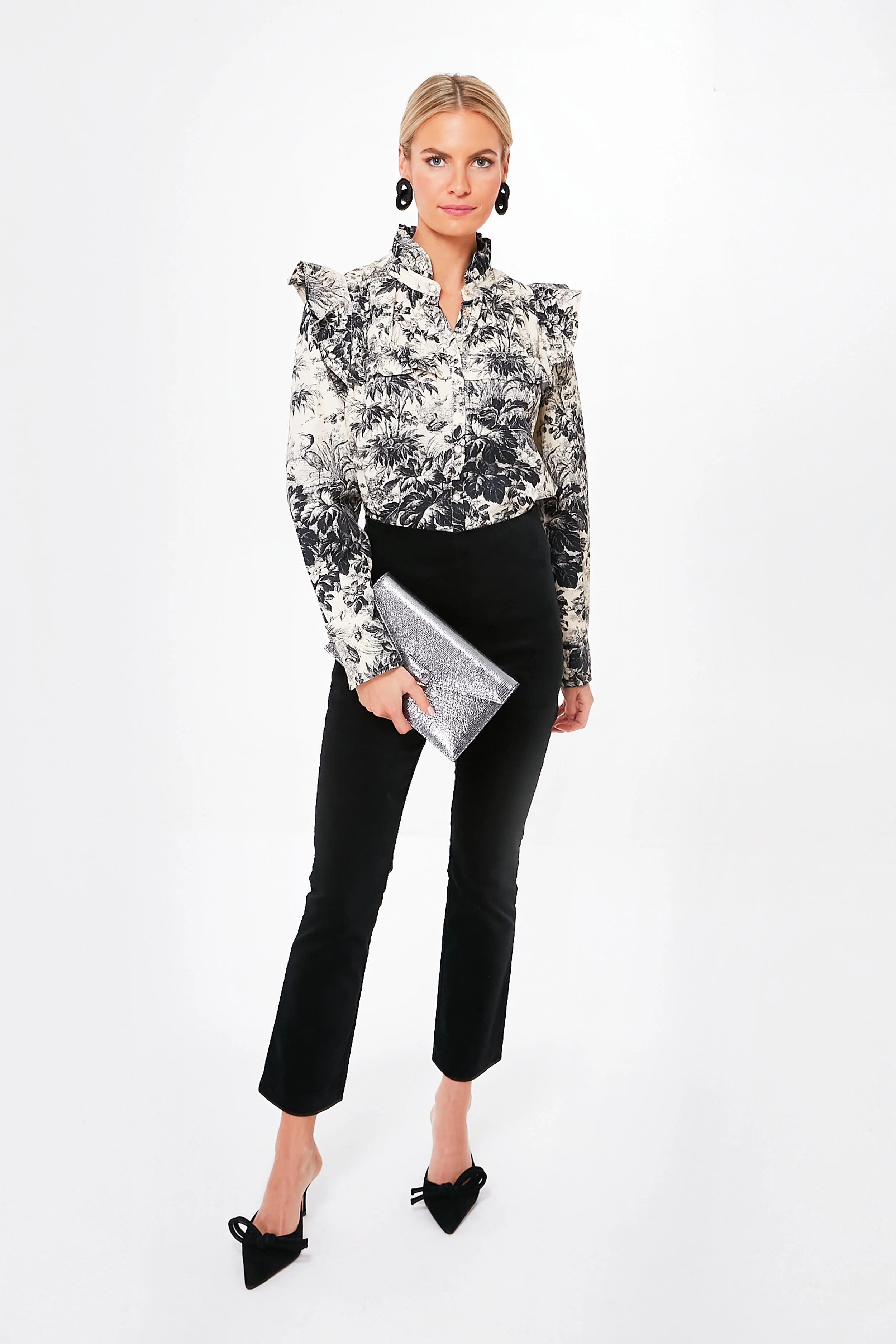 Noir Cypress Toile Winnie Blouse | Tuckernuck (US)